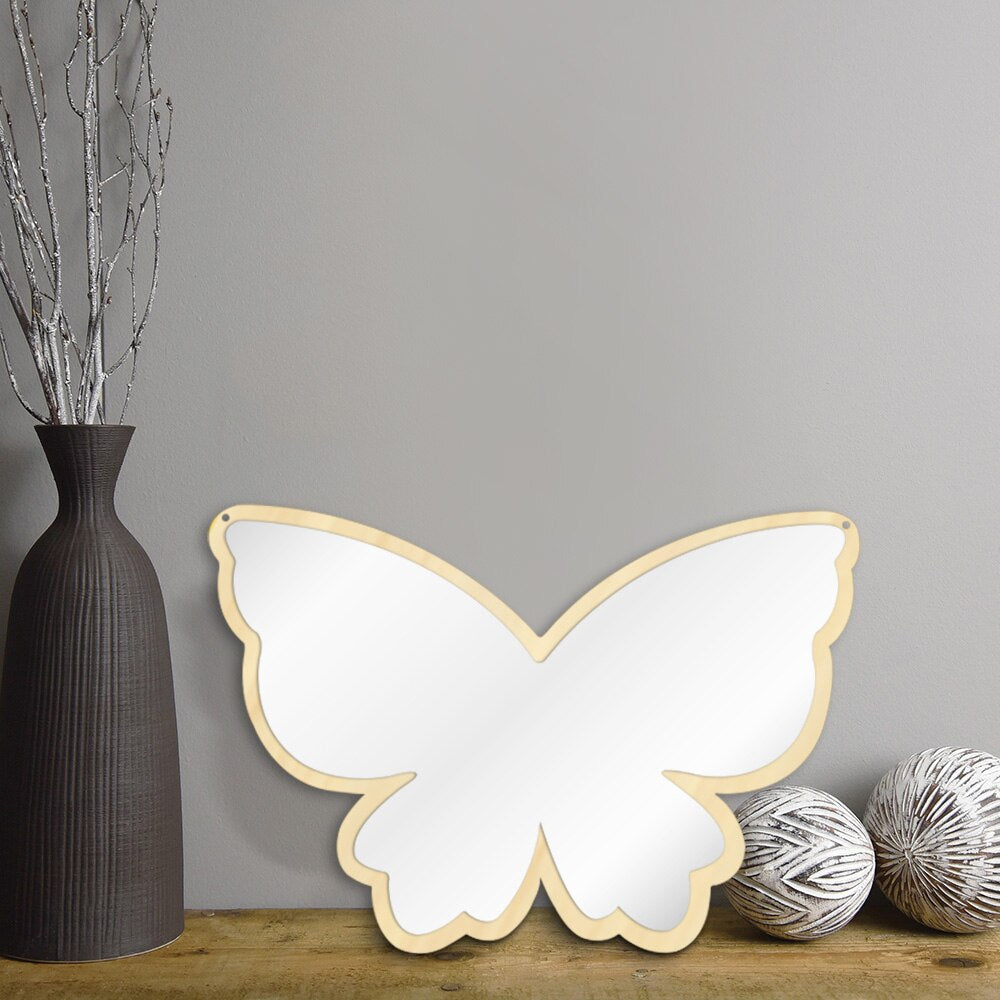 Butterfly Wall Mirror Handmade Wood Mirror Frame Mirror Wall Mounted Mirror For Living Room Baby Room Decor