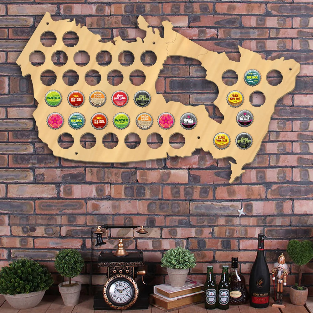 Creative Wooden Craft Canada Cap Map