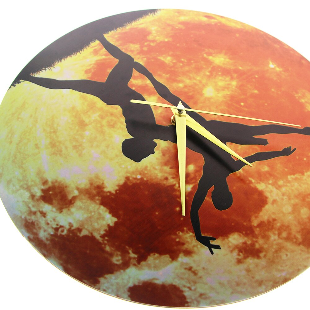 Ballerina Dancing In The Moon Artwork 3D Wall Clock Modern Design Dancing Couple Rustic Wood Clocks Ballet Watches Decor