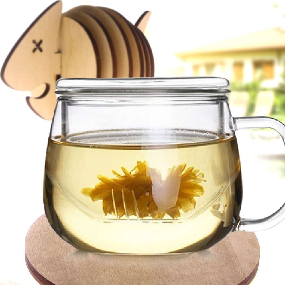 7Pieces/Set Creative Place Mat/office Supplies Coffee Cup Mat DIY Handmade Fish Simple Animal Shapes