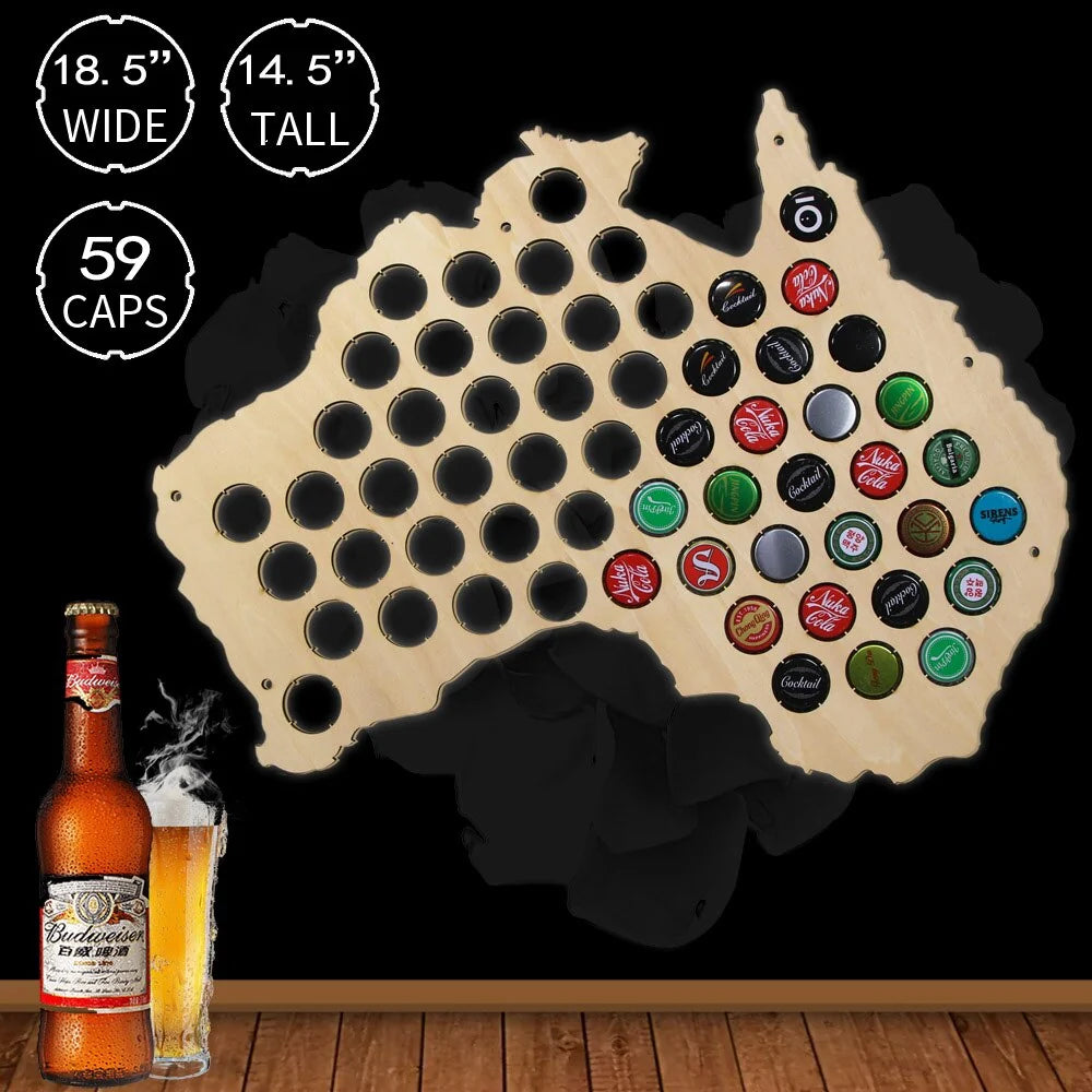Australia Cap Map Laser Engraved Hanging Wooden Map Creative For Cap Collector Modern