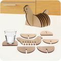 7Pieces/Set Cock Wooden Coaster Creative Animal Theme DIY Pin Table Mat Coffee Tea Mug Wood Coaster Table Decor