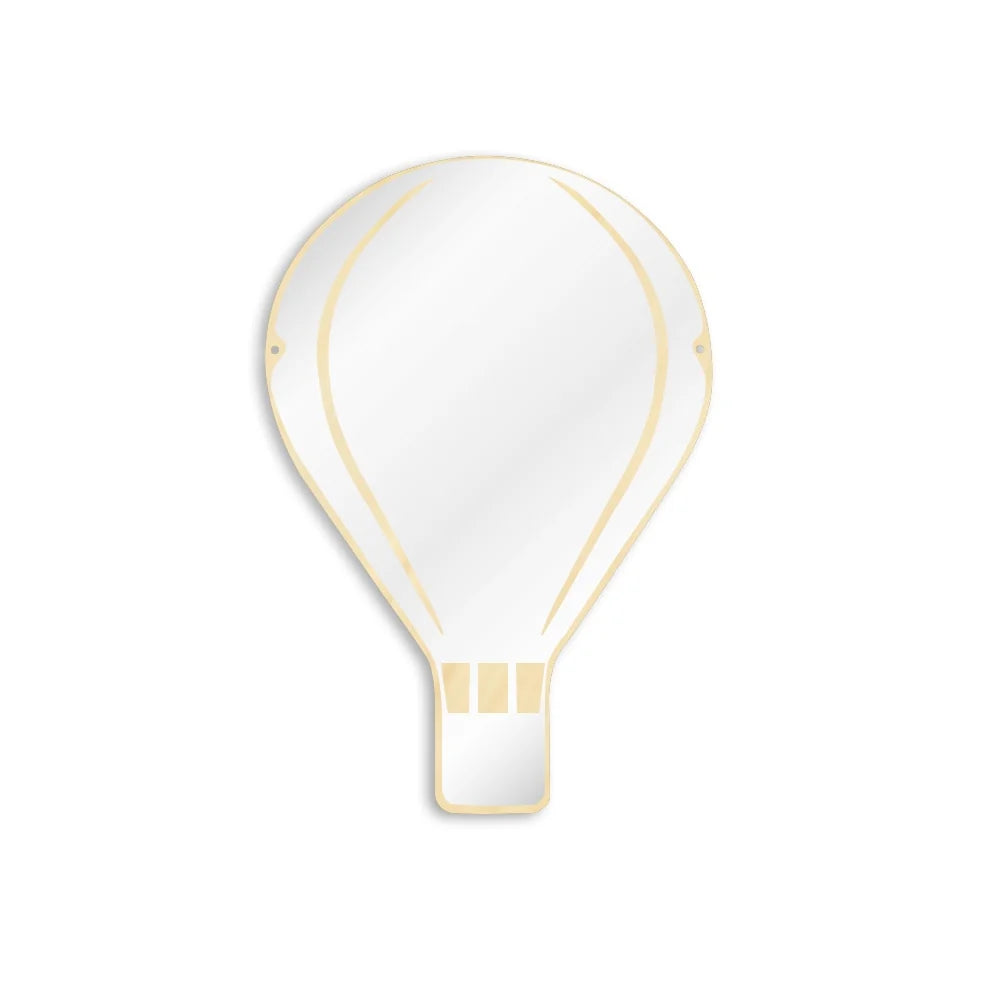 Hot Air Balloon Arylic Wall Mirror With Wooden Back Kids Bedroom Hot Air Balloon Decoration Hanging Safety Mirror