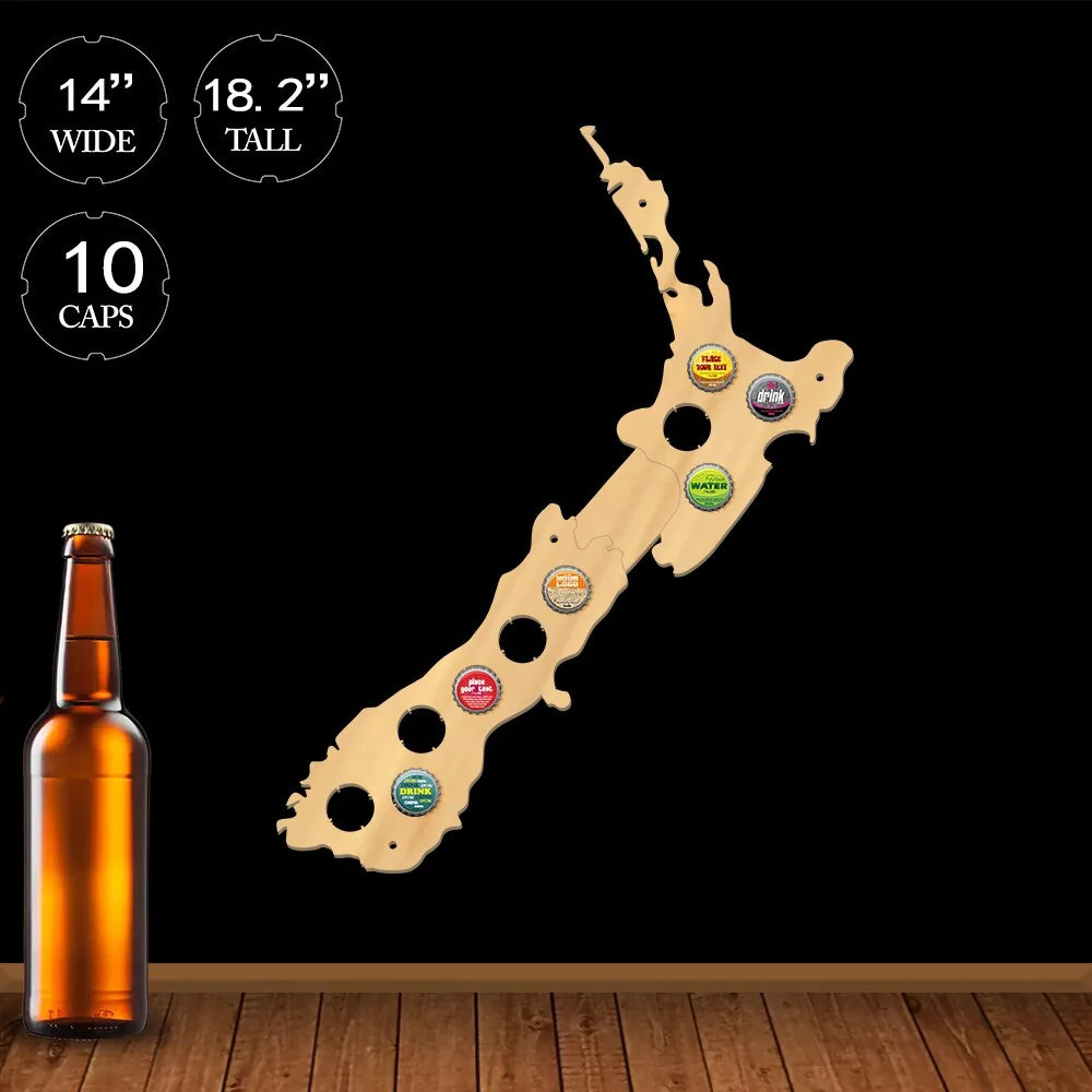 Map Of New Zealand Cap Map Display Holder Bottle Cap Gadgets Wood Crafts 3D Wall For Pub Bar