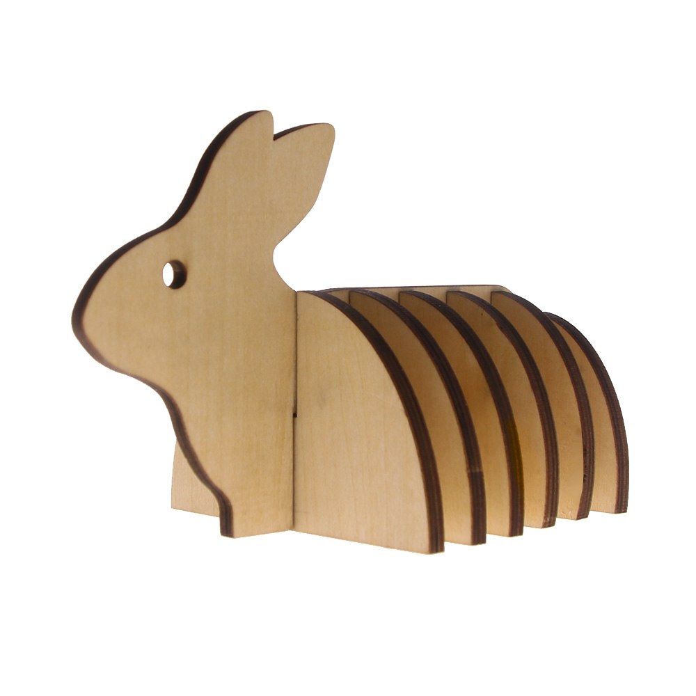 7Pieces/Set Lovely Bunny Art Decoration Wooden Pin Coaster Creative Rabbit Coffee Cup Mat Personality Table Decor