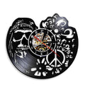 American Hipper Skull With Followers Wall Art Wall Clock Gothic Skull Vinyl Record Wall Clock Halloween Living Room