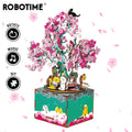 148pcs Rotatable DIY 3D Cherry Tree Cat Wooden Puzzle Game Assembly Music Box Toy Gift for Children Kids Adult AM409