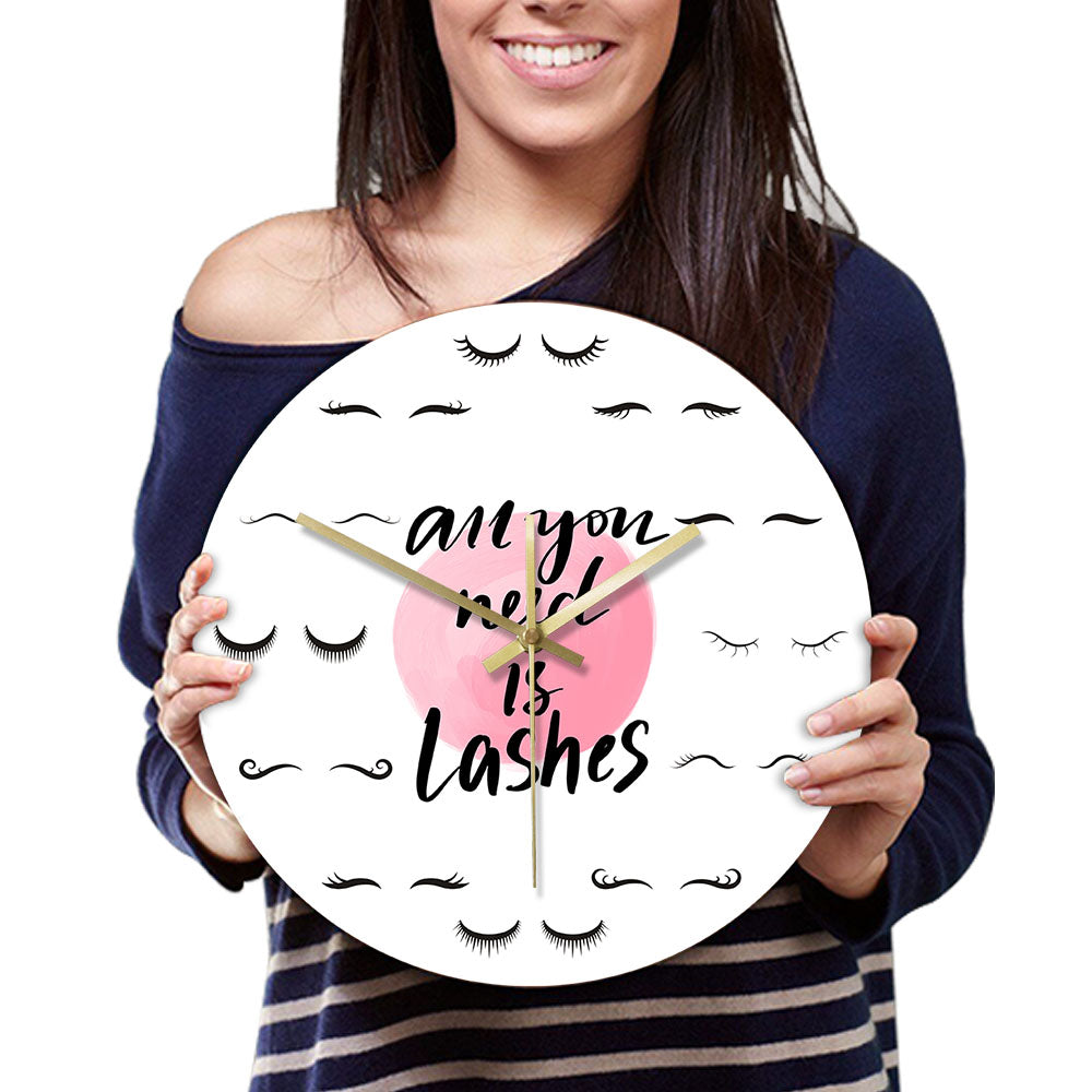 All You Need Is Lashes Beauty Salon Quote Silent Eyelash Extension Style Guide Lashes Salon Wall Clock
