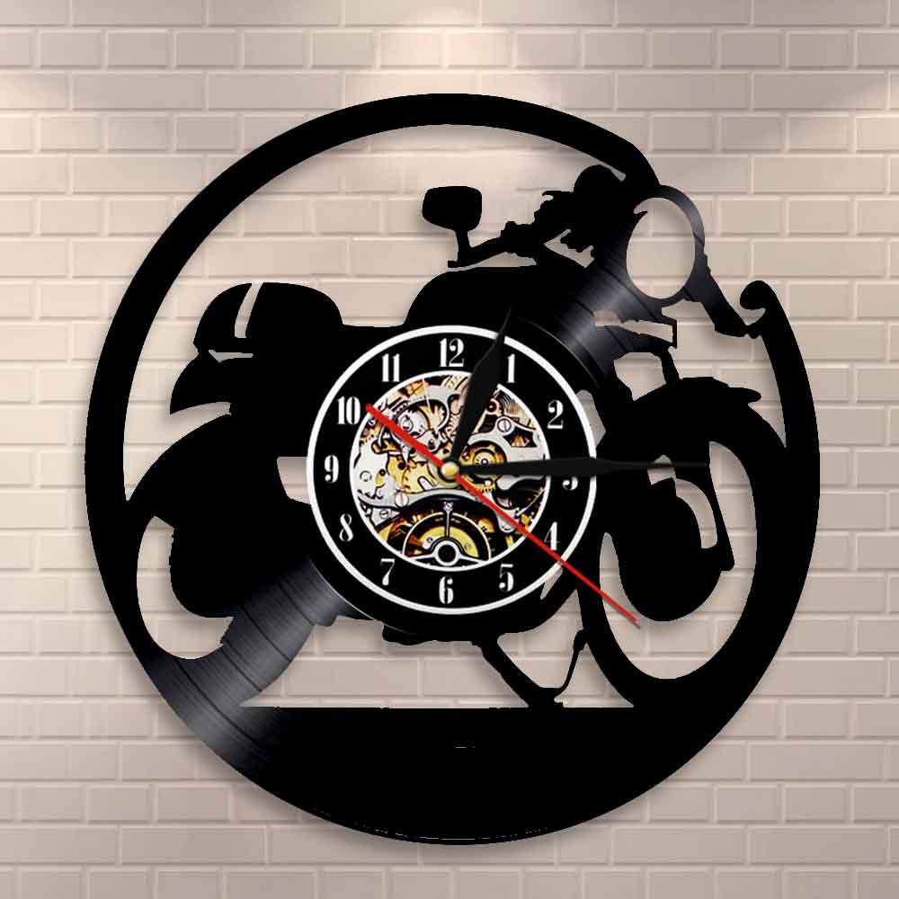 Cafe Racer Clock Handmade Vinyl Wall Clock Classic Motorcycle Vinyl Wall Clock Motorbike Clock Motorcyclist Racer Riders Gift