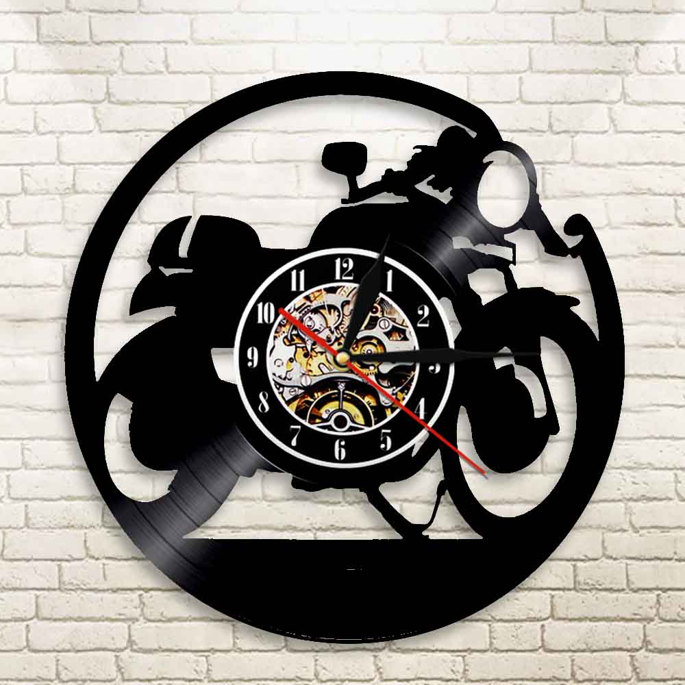 Cafe Racer Clock Handmade Vinyl Wall Clock Classic Motorcycle Vinyl Wall Clock Motorbike Clock Motorcyclist Racer Riders Gift