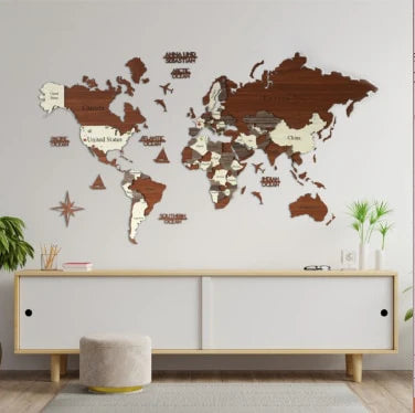 3D Wooden World Map
